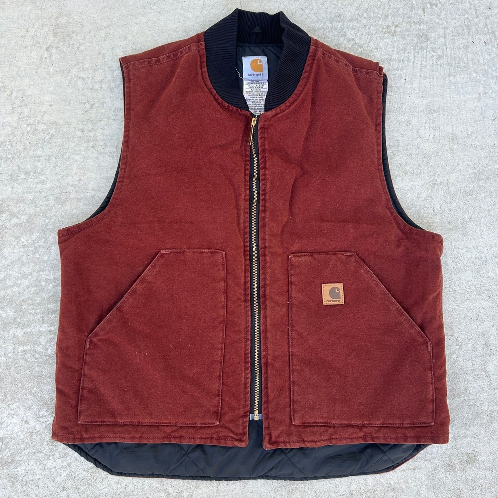 Carhartt V02 CLY Clay Duck Canvas Arctic Vest Large Regular Rust Red 2004 USA